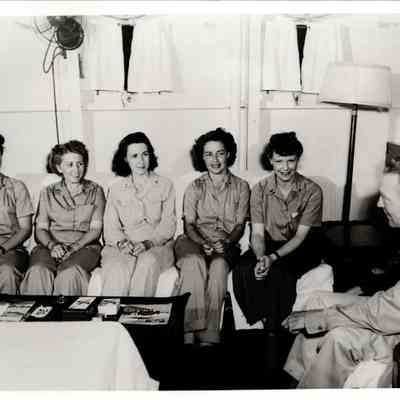 Nurses in the Admiral's Cabin of the USS Yorktown