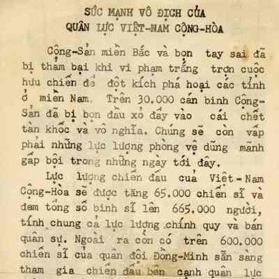The Strength of the Republic of Vietnam