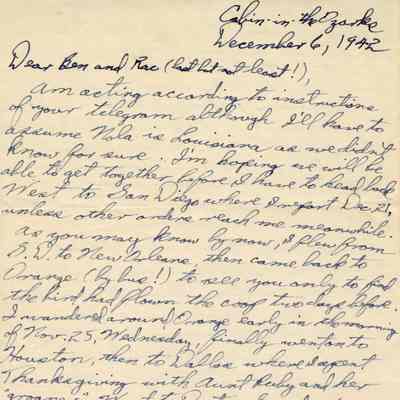 Letter From Elisha "Smokey" Stover to his Siblings Dated December 6, 1942