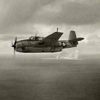 Joseph Kristufek Flying His Avenger Torpedo Plane Past Wake Island