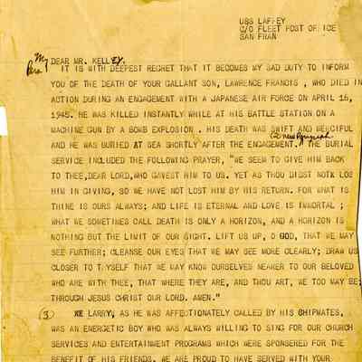 Draft of Condolence Letter to William Kelley