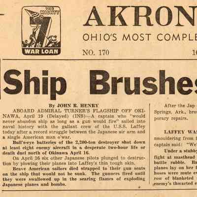 "Ship Brushes Off Six Suicide Planes", Akron Beacon Journal, May 25, 1945