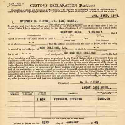 Customs Declaration Receipt