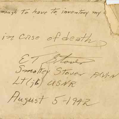 Elisha "Smokey" Stover's "Open in Case of Death" Letter Dated August 5, 1942