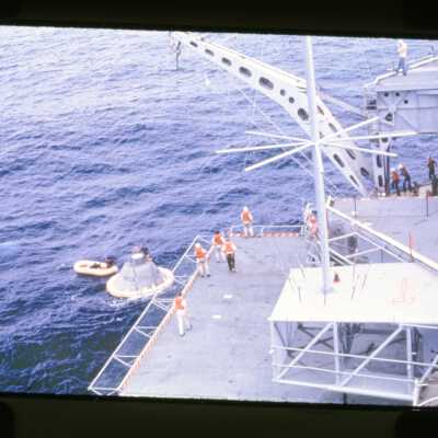 The Apollo 8 Capsule Being Brought Aboard The USS Yorktown (CVS-10)