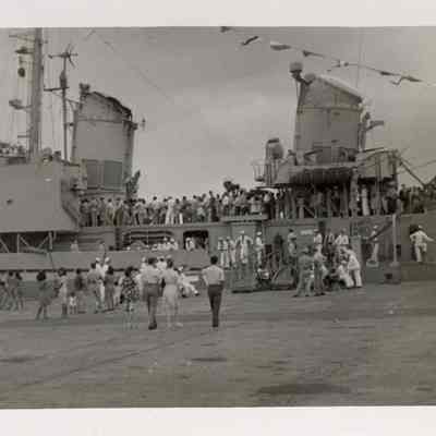 Crowds Come Aboard the Newly Repaired Laffey (DD-724)