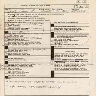 Entitlement of Awards Request From James B. Cain
