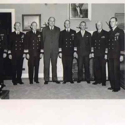 Captain Becton with Naval Officers during an awards ceremony in January of 1946