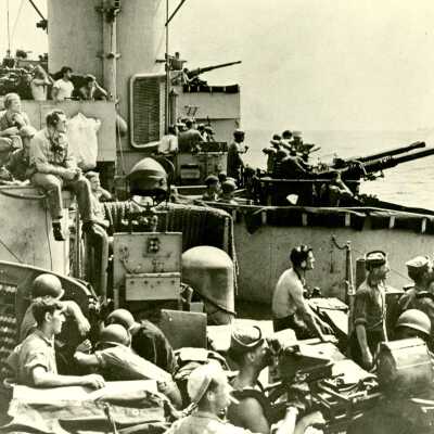 Anti-aircraft Guns of the USS Laffey (DD-724) at Work