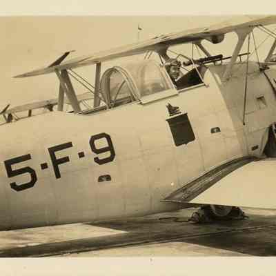 James H. Flatley Jr. in the Cockpit of a Grumman FF-1 Biplane