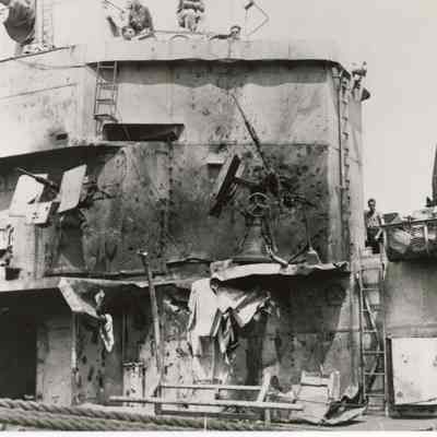 Damage seen from the USS Laffey's (DD-724) Starboard Side