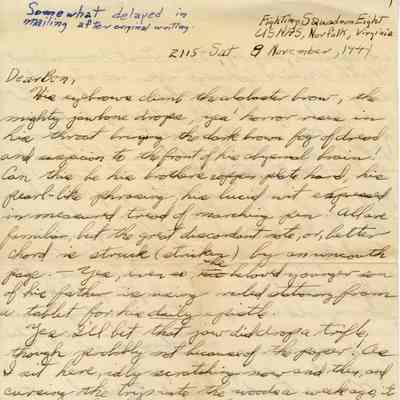 Letter From Elisha "Smokey" Stover to his Brother Benjamin Dated November 9, 1941