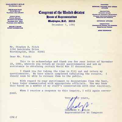 Letter from US House of Representatives
