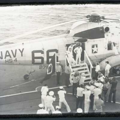 The Crew of Apollo 8 Arrives on The USS Yorktown (CVS-10)