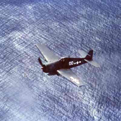 James H. Flatley Flying his F6F Hellcat