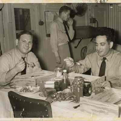 Samuel Wingrove Eating his First Meal as a Chief Petty Officer