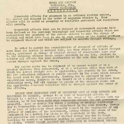 Memorandum from the Supply Department