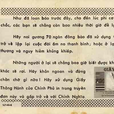 the bottom left corner of this leaflet shows an example of the safe conduct pass.