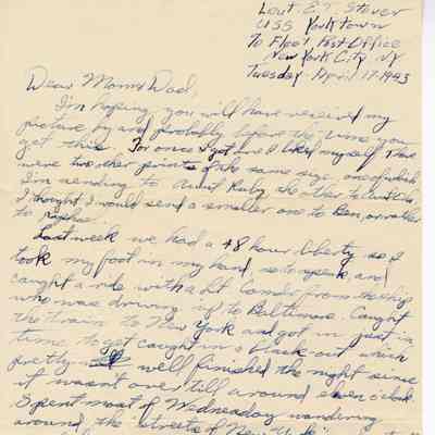 Letter From Elisha "Smokey Stover to his Parents Dated April 17, 1943