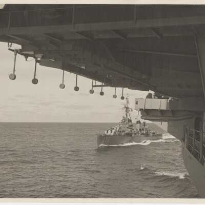 USS Yorktown (CVA-10) Refueling the USS Perkins (DD-877)