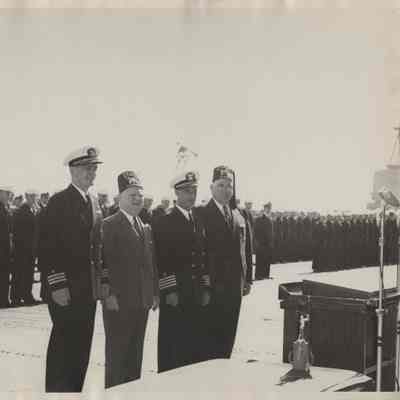 The USS Yorktown (CVA-10) is Presented a Trophy