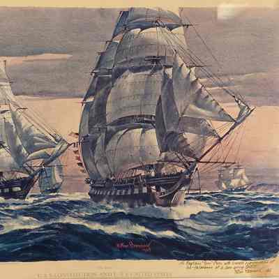 "USS Constitution and USS United States" Inscribed Print