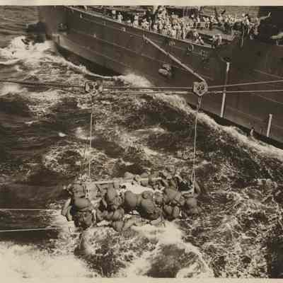 Richard Arnicar Being Transported Following His Plane Accident While Aboard the USS Yorktown (CVA-10)