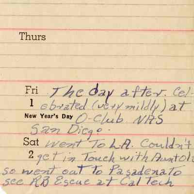 Elisha "Smokey" Stover's Notes Dated From January 1, 1943 to January 16, 1943