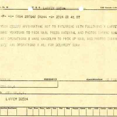 Message to Pick up from USS Yorktown