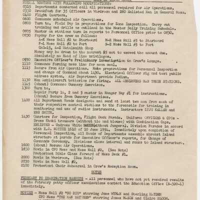 USS Yorktown (CVA-10) Plan of The Day for July 5, 1954