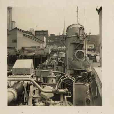 View towards the aft of the USS Laffey while on display.