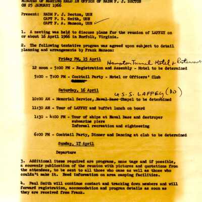 USS Laffey Reunion Planning Meeting Notes