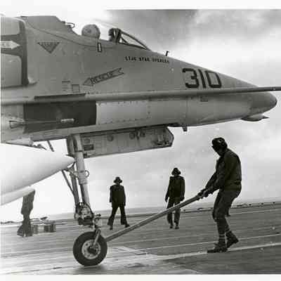A-4 Skyhawk Being Moved Across the Flightdeck