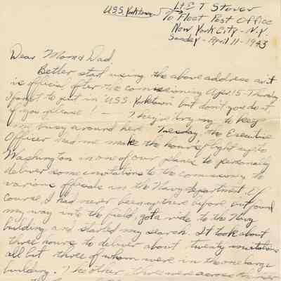 Elisha "Smokey" Stover Letter to his Parents Dated April 11, 1943
