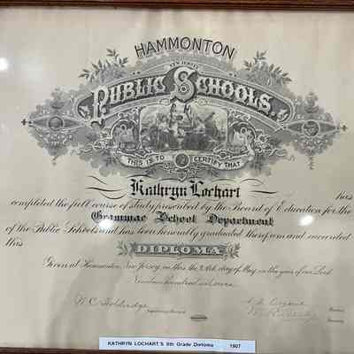 1907 Hammonton Grammar School Diploma