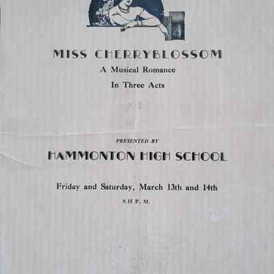 Program for the Hammonton High School production of "Miss Cherry blossom"