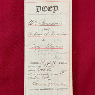Deed 1893- Wm. & Salonia Bernshouse to Robert Wagner