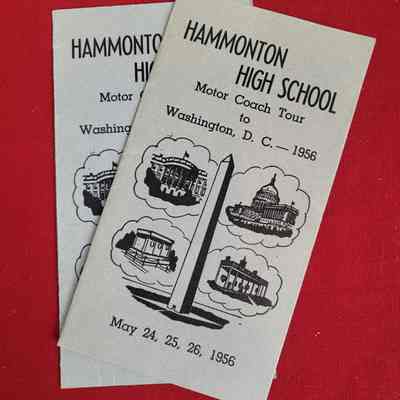 1956 HHS Class Trip to Washington Itinerary