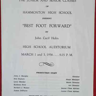 Program for Hammonton High School 1956 Production of "Best Foot Forward"