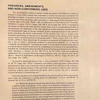 Municipal Land Use-“Variances, Amendments, and Non-Confirming Uses”