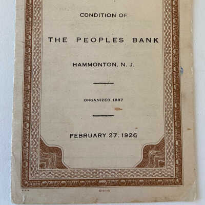 Condition of the People’s Bank - Hammonton, NJ