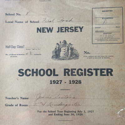 1925-1926 School Register- First Street School- Jennie Santora