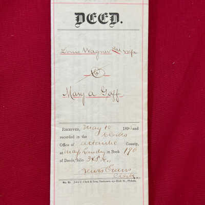 Deed 1895- Louis Wagner to Mary A. Goff