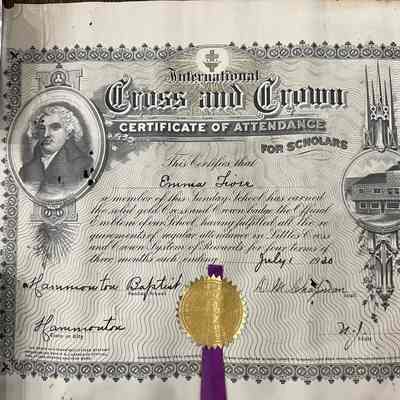 Cross and Crown Certificate of Attendance