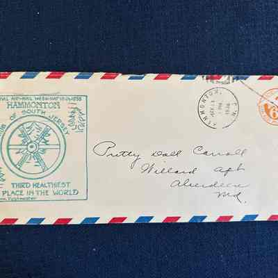 Airmail Envelope with Hammonton Stamp 1938