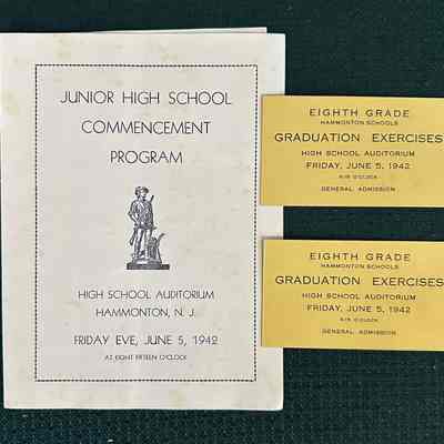 Hammonton Jr High School Commencement Memorabilia