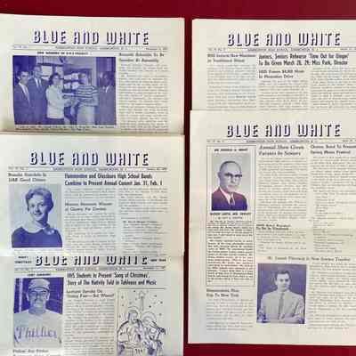 Blue and White Newspapers