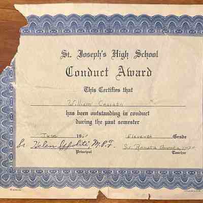St. Joseph’s High School Conduct Award