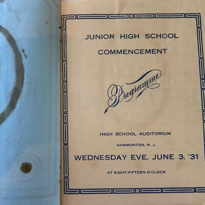 1931 Hammonton Jr High Commencement Program