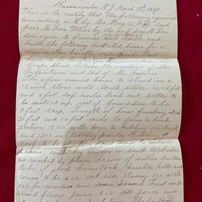 Contract- 1891 House Construction between Mary Goff and Jesse Lear